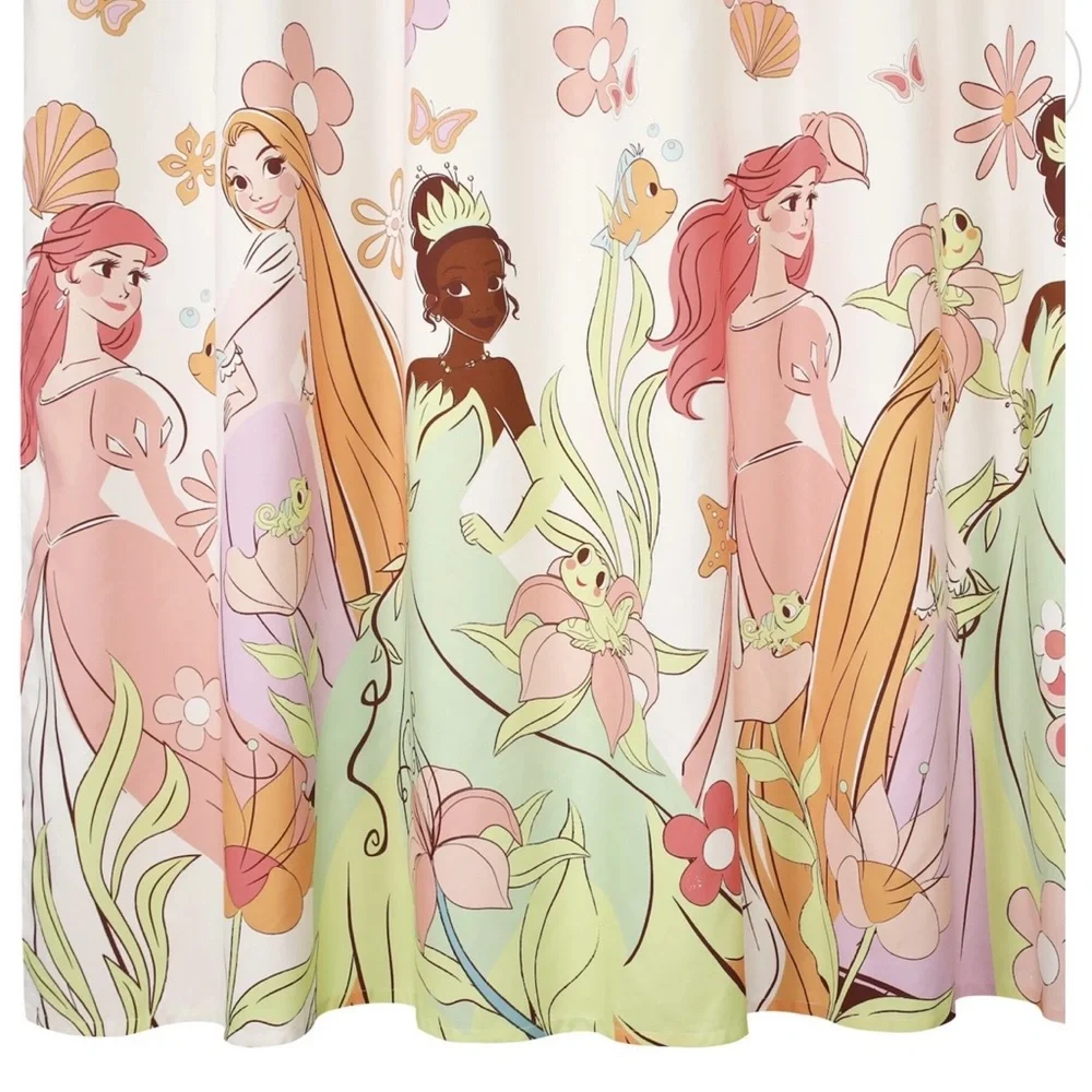 NEW Disney Princesses Floral Shower Curtain Ariel Rapunzel Tiana 70